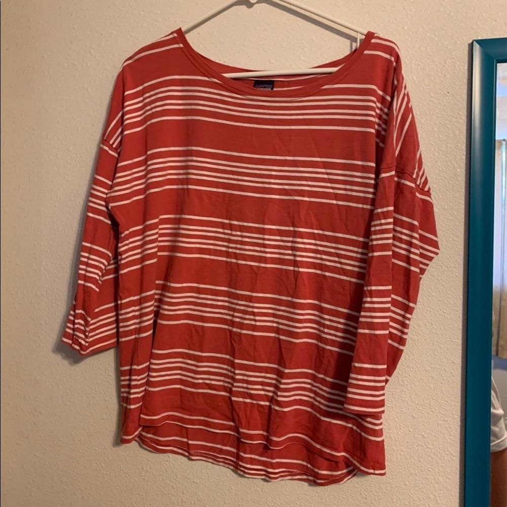 Medium Red and White Striped Patagonia Long Sleeve Top